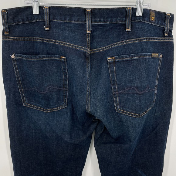 7 FOR ALL MANKIND Brett Dark Wash Boot Cut Jeans Size 38 - Picture 5 of 9